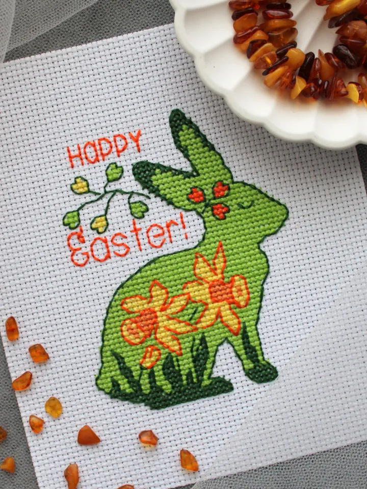 Cross stitch pattern Happy Easter, simple and easy cross stitch pattern PDF, DIY Easter gift idea, xstitch chart Easter