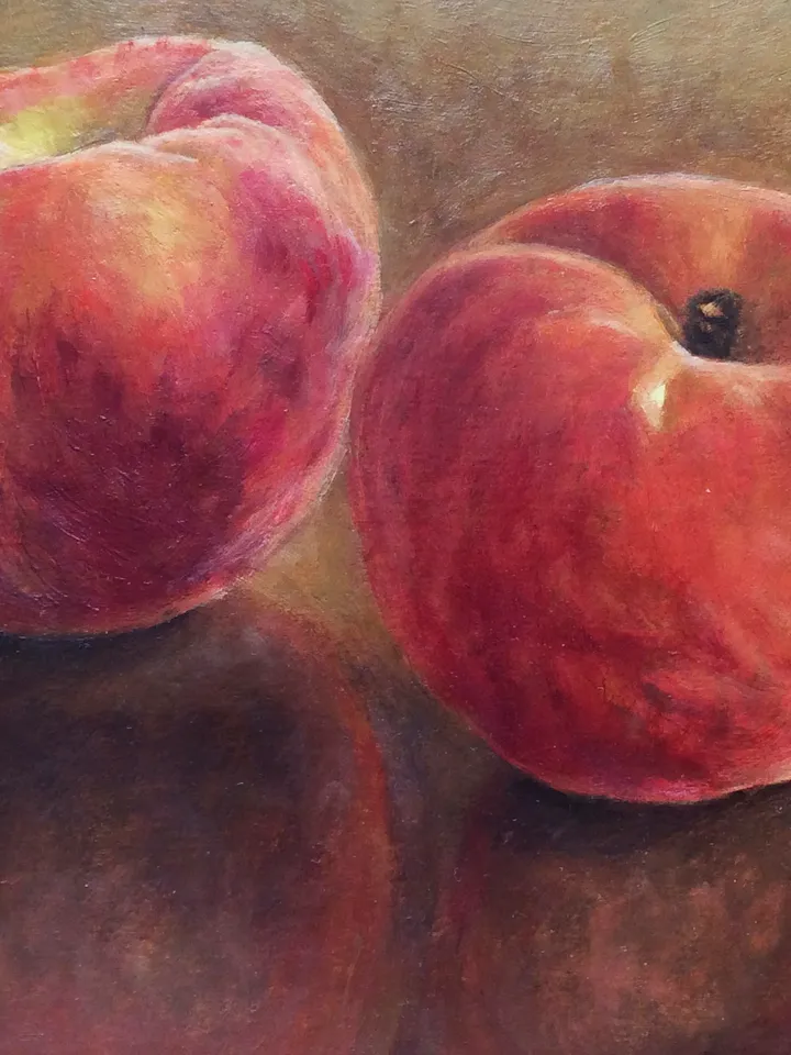 "Peaches" fruit oil painting still life original wall art picture small