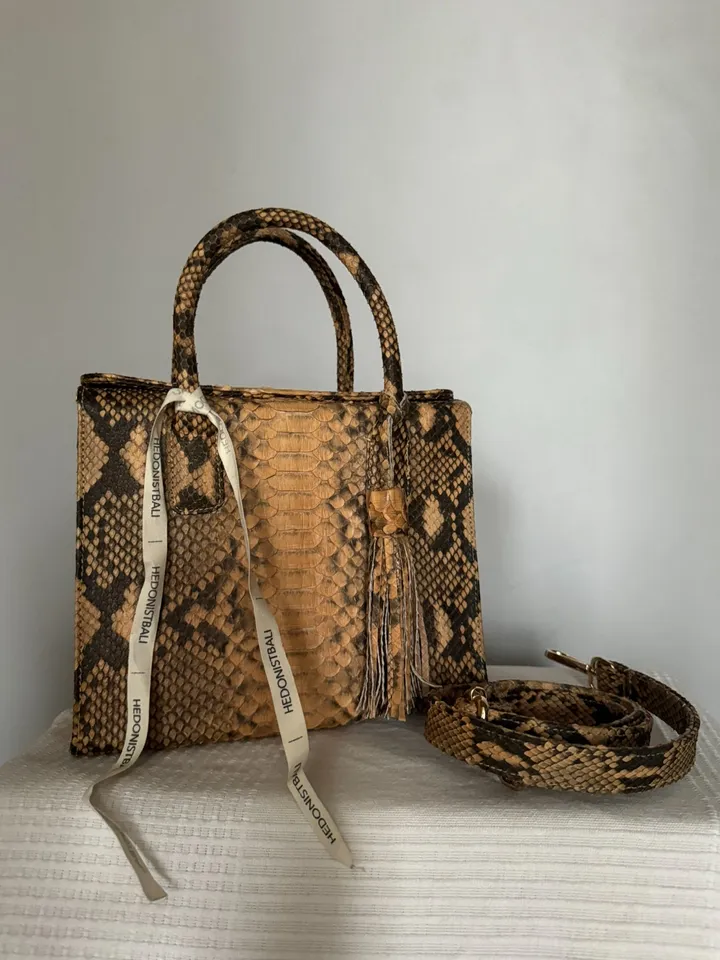 Top handle beige classy MORA genuine python skin bag | exotic leather bags | Elegant everyday women purse | snakeskin bag| designer bag