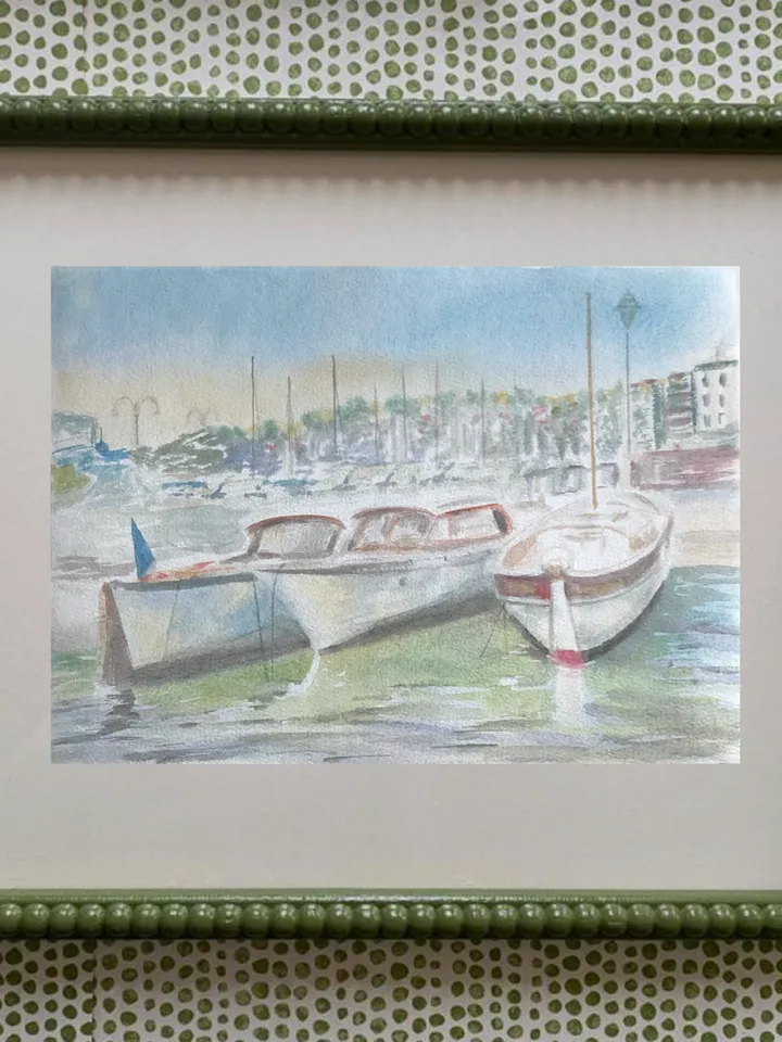 Yahts wall art hand painted modern watercolour painting