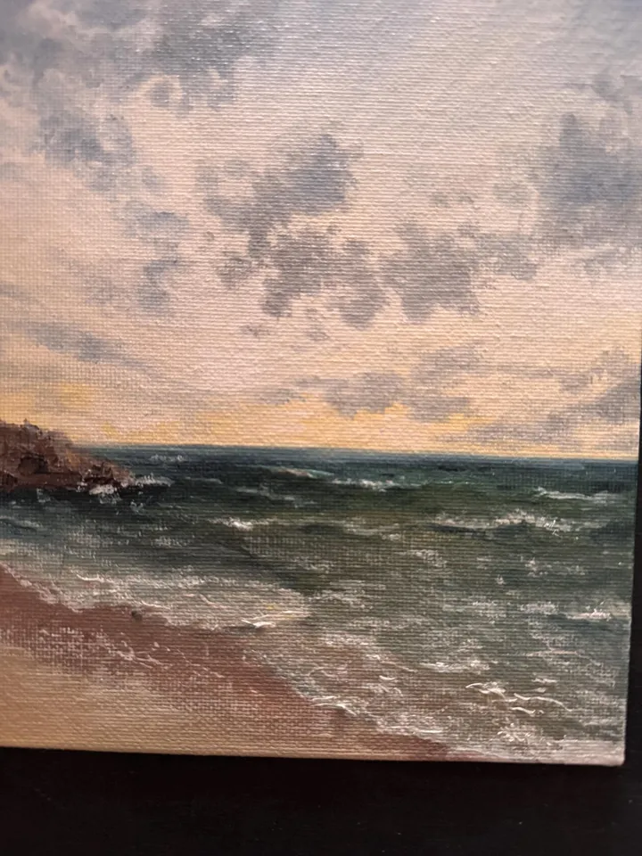 Seascape Original Art Sunset Oil Painting Coast Wall Art Sunrise Painting