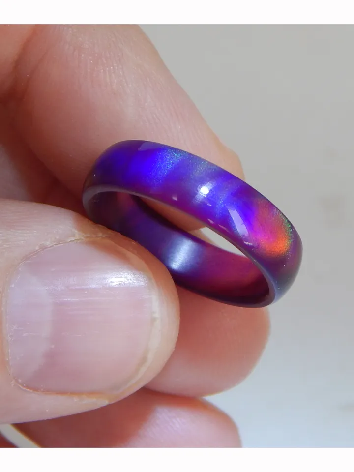 Black opal ring. Solid opal ring. Synthetic opal ring. Solid opal band.