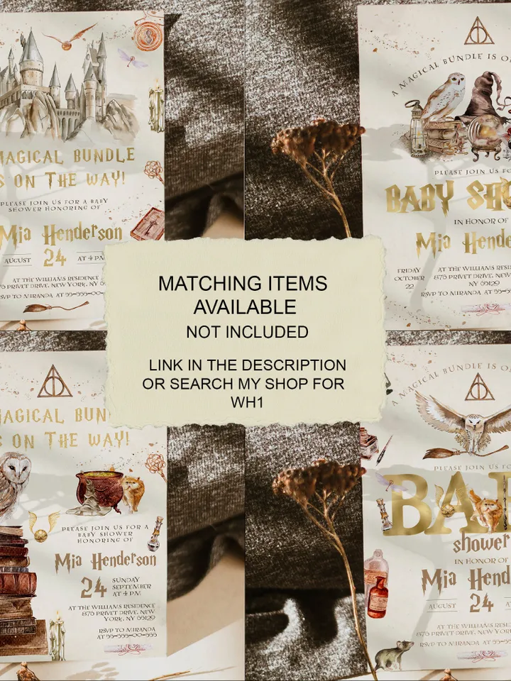 11 WIZARD SIGNS Wizard Baby Shower; Magic School Baby Shower template; The Owlery; The wand chooses the Wizard; Hats and Brooms; wh1