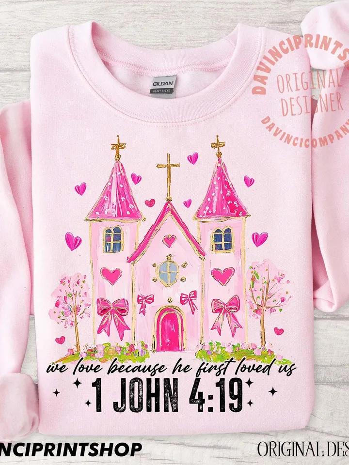 We Love Because He First Loved Us Png, Christian Valentine png, Jesus Valentine png, Valentine Coquette Png, Love Like Jesus, png designs