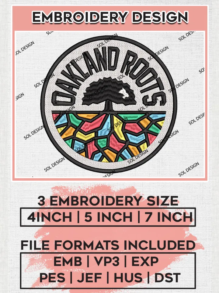 USLC Oakland Roots Logo Embroidery Designs, USLC Oakland Roots Embroidery Design, USLC Embroidery Design Files, USLC Logo, 3 sizes, Machine embroidery Files, Digital Download