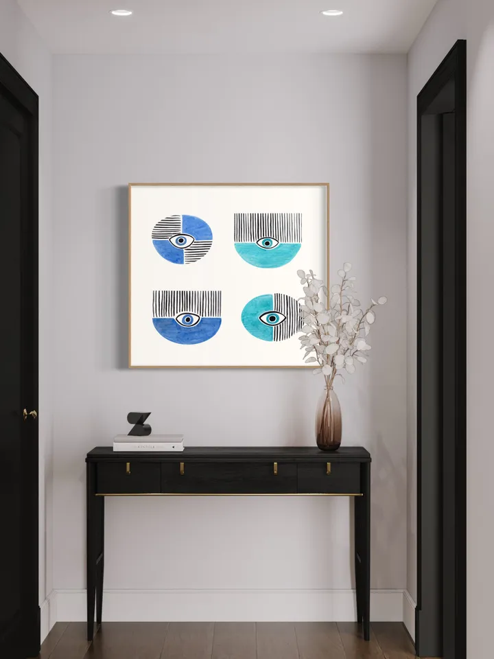 Evil Eye Poster, Watercolor Evil Eye, Evil Eye Poster Nazar Poster Evil Eye Decor Wall Decor Turkish Wall Art Greek Art Blue Art Boho