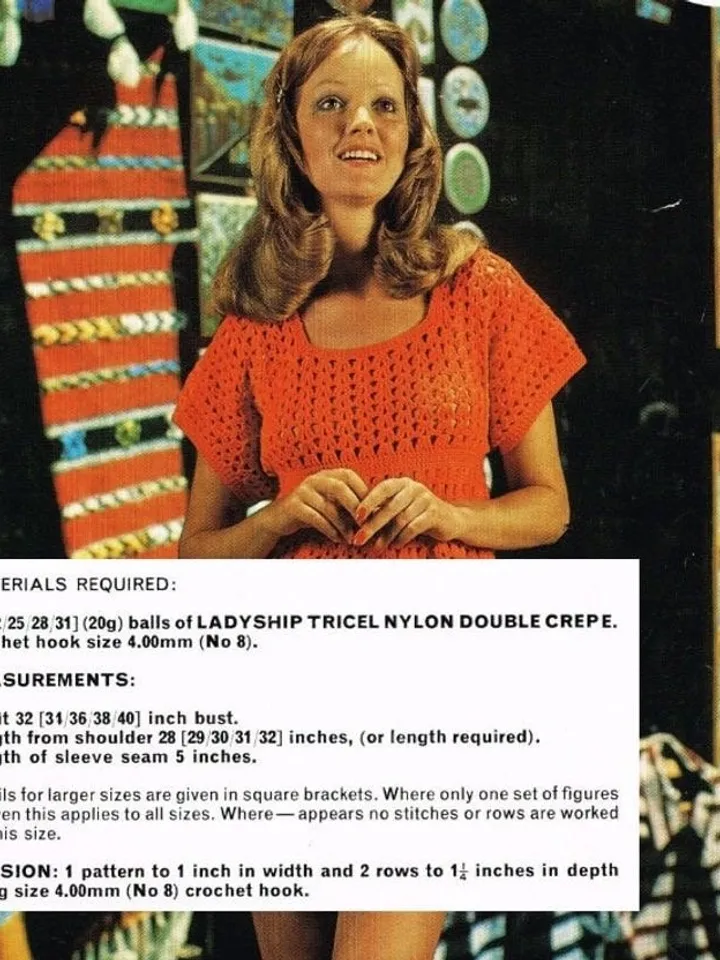 Crochet Dress Pattern Vintage 70s Crochet Tunic Dress Pattern Crochet Wedding dress Pattern Crochet womans dress pattern