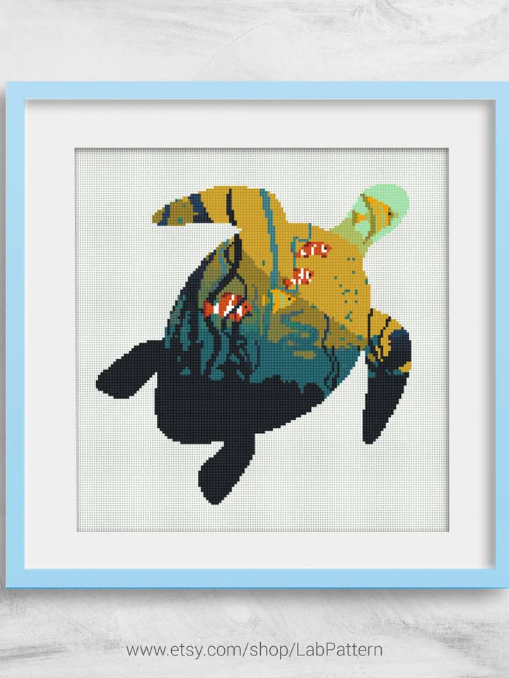 Sea Turtle Cross stitch pattern | Embroidery Pattern | Instant Download | Embroidery Designs