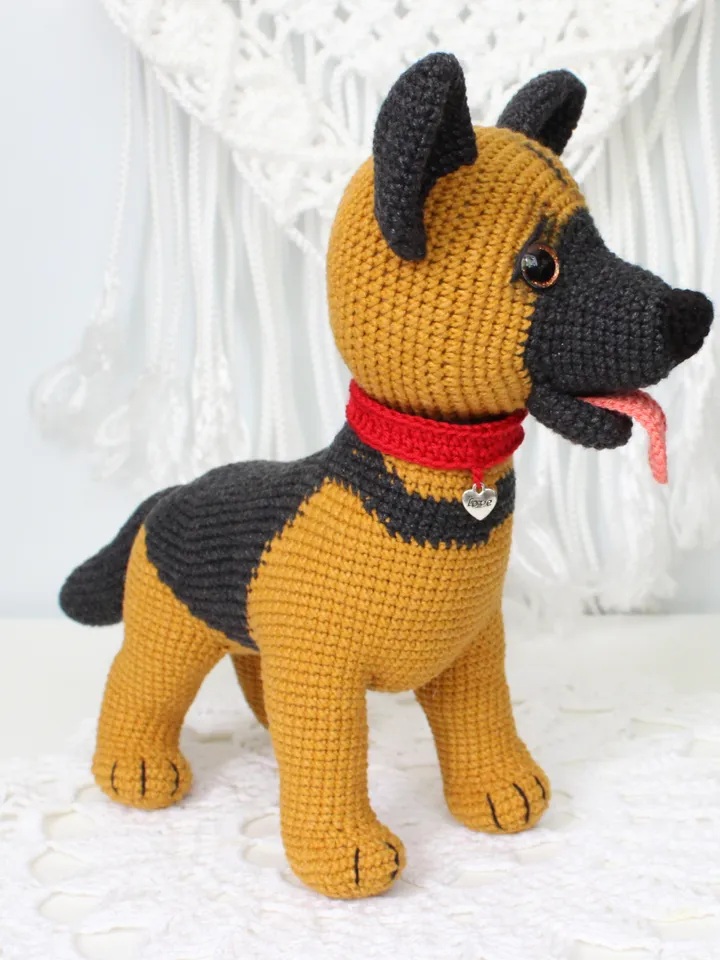 Shepherd dog crochet pattern PDF in English Realistic puppy Amigurumi toy German shepherd