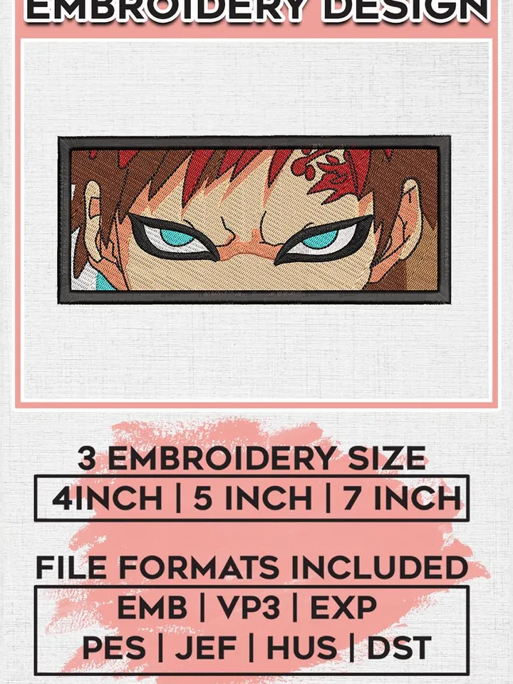 Gaara eye rectangle Embroidery Design, Naruto Embroidery, Anime design, Embroidered shirt, Anime shirt, digital download EMB_ANIME_265