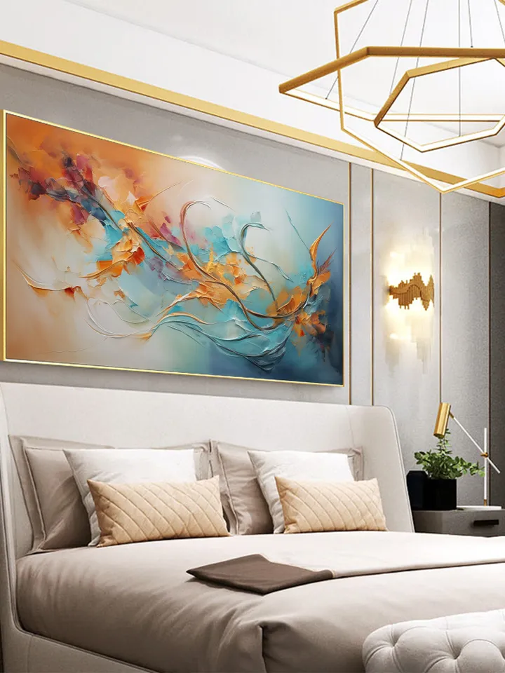 Original Framed Colorful Flowers Oil Painting On Canvas, Large Wall Art, Abstract Painting, Custom Painting, Living room Wall Art Home Decor