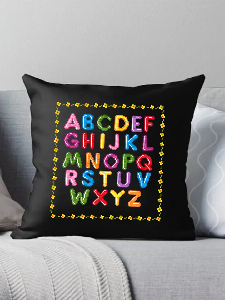 Alphabet letters cross stitch pattern download PDF Colorful font cross stitch chart Alphabet pattern digital PDF DIY kids room decor #A1
