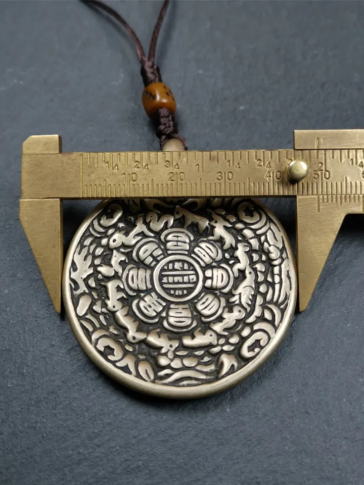 Gandhanra Antique SIPAHO(srid pa ho) Amulet, Tibetan Buddhist Astrology Calendar Badge,12 zodiac Melong Mirror, Jiugong Bagua,30 Years Old