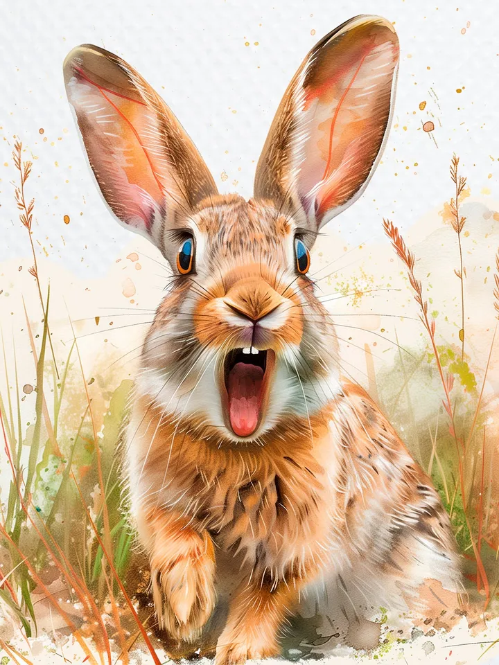 12 Surprised Rabbit PNGs Clipart, Amazed Hare png for sublimation, Printable Watercolor clipart, , Paper Rabbit crafts, junk journals
