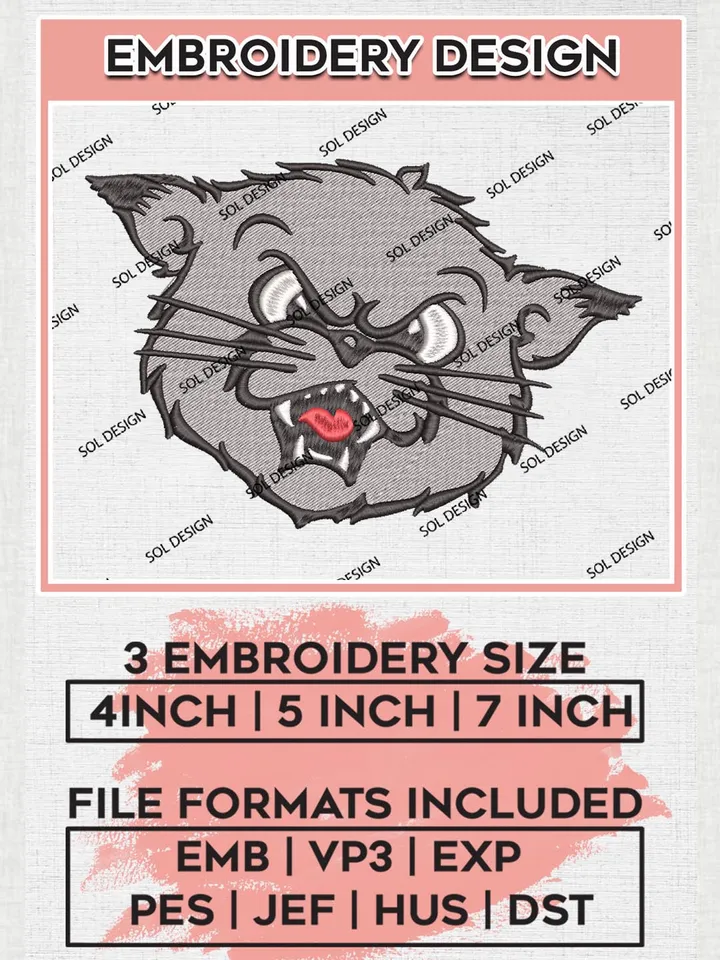 Cincinnati Bearcats Team Head Mascot Logo Embroidery Design Files, NCAA Cincinnati Bearcats Machine Embroidery, NCAA Teams, 3 sizes, NCAA Machine embroidery designs, Digital Download