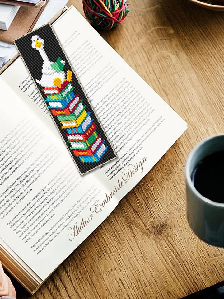 Funny bookmark cross stitch pattern PDF download Goose cross stitch chart, Kids bookmark pattern digital PDF, Book accessories #B332