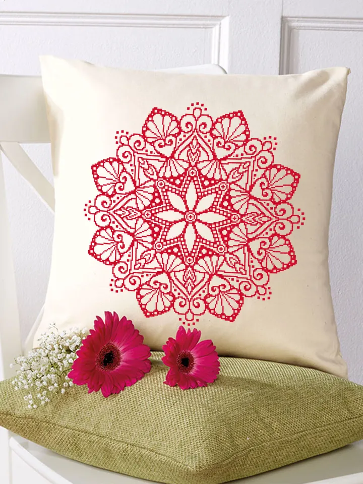 Flower mandala cross stitch pattern PDF download Monochrome cross stitch chart, Simple mandala pattern digital PDF, Mandala ornament #M261