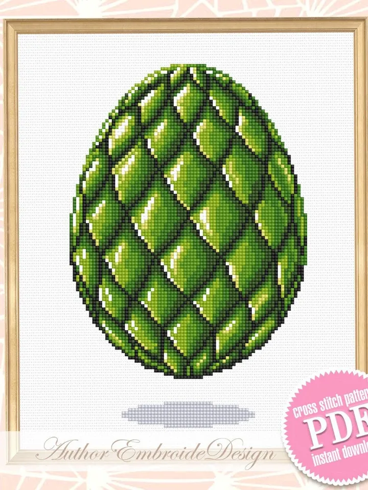 Mystery dragon egg cross stitch pattern download PDF Modern cross stitch chart, Magic Easter egg pattern digital PDF, Dragon art #D17