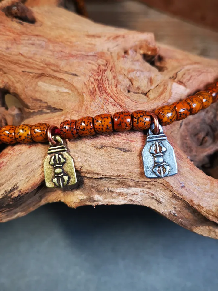 Gandhanra Handmade Mala Counter Pendant, Cold Iron Vajra Pendant,Prayer Beads Accessories