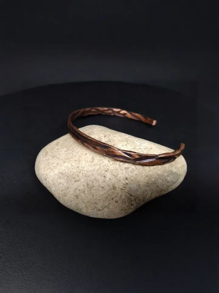 Copper men bracelet Textured oxidized copper cuff Natural Healing 7th Anniversary gift 3 sizes available