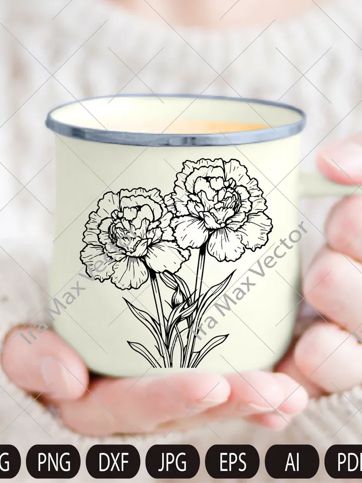 Carnation Flower SVG,Carnations svg,Carnation Hand drawn,carnation Files For Silhouette,Bouquet carnations svg,Carnations svg,Carnation png