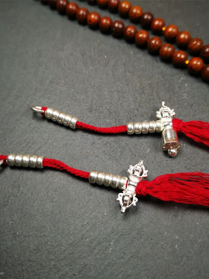 Gandhanra 5mm Silver Tibetan Buddhist Prayer Bead Counters for 6-15mm Mala,with Dorje Vajra Pendant