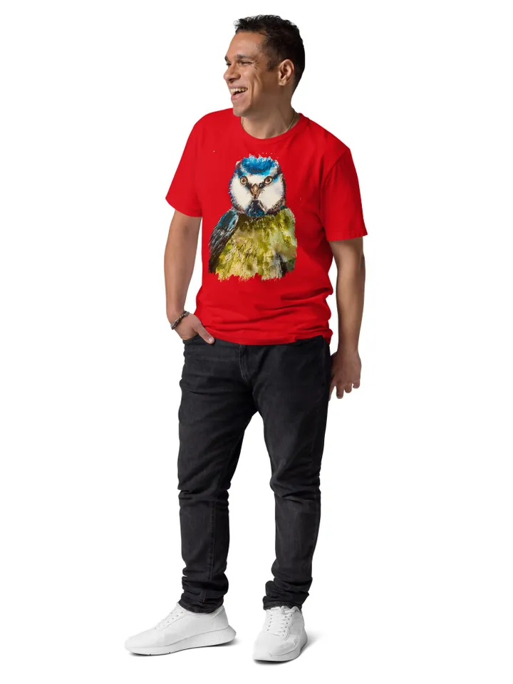 Bird Unisex organic cotton t-shirt,made with my original watercolor artwork,wearable gifts for birds lovers,unique handmade unisex gifts