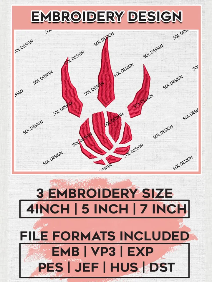 Toronto Raptors Embroidery Designs, NBA Logo Embroidery Files, NBA Raptors, Machine Embroidery Pattern, Digital Download