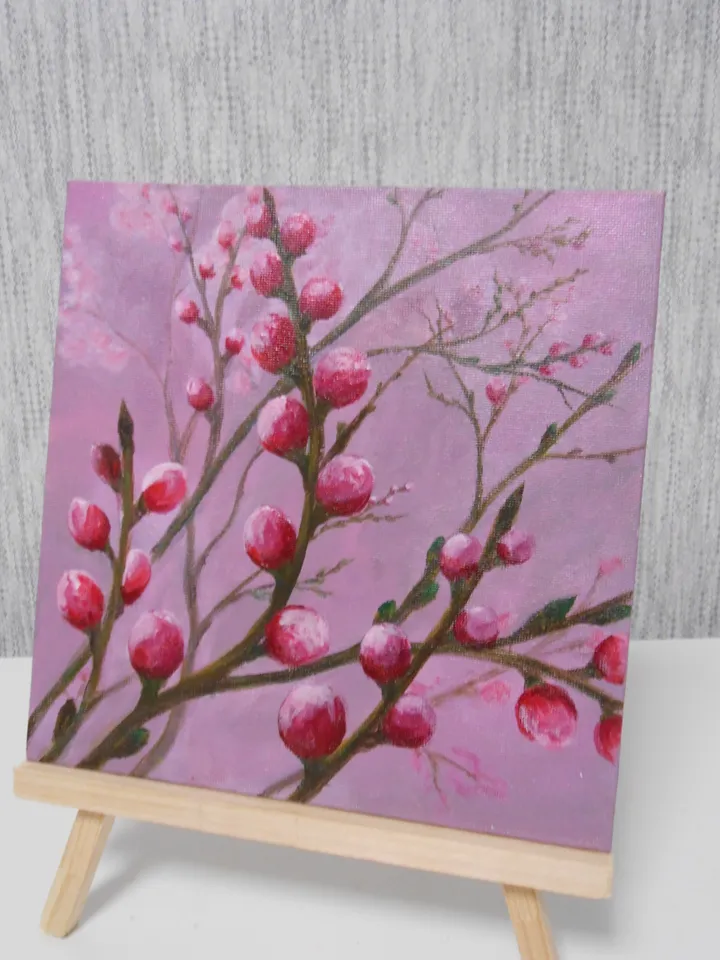 A flowering tree. Oil painting