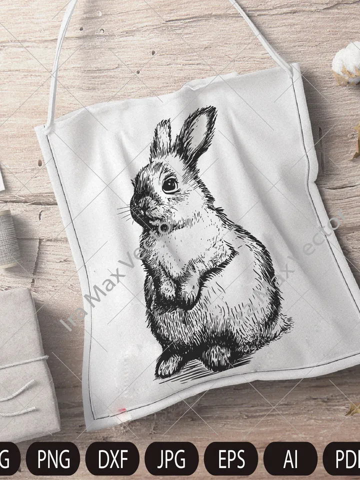 Rabbit SVG, Bunny standing, easter , hunter svg,rabbit cut file, peeking animal clipart, face Vector image, Bunny Printable art, Bunny Retro
