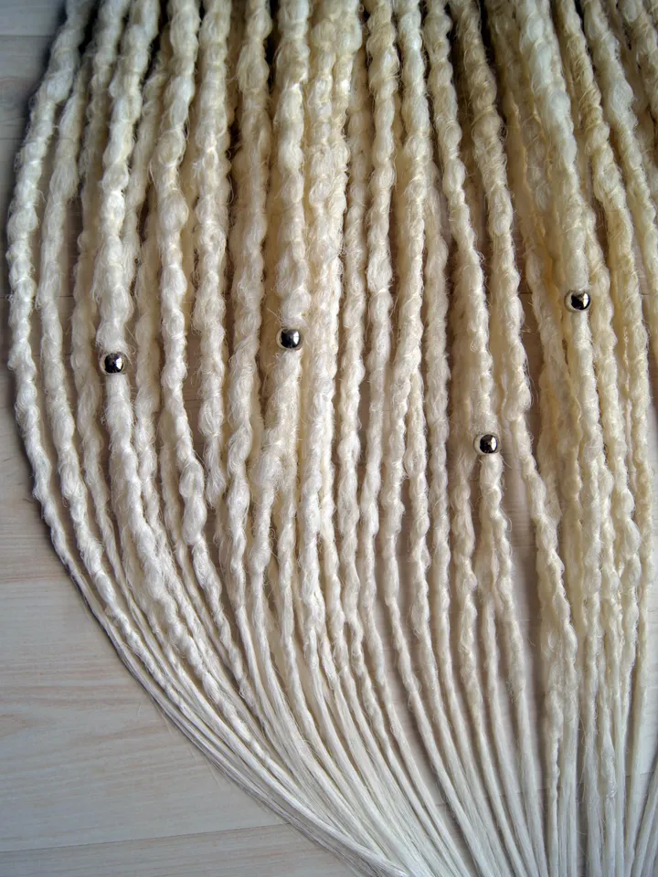 Blonde to White Natural Look Dreadlock Extensions Double or Single Ended Boho Hair Extensions Faux Fake Dreads