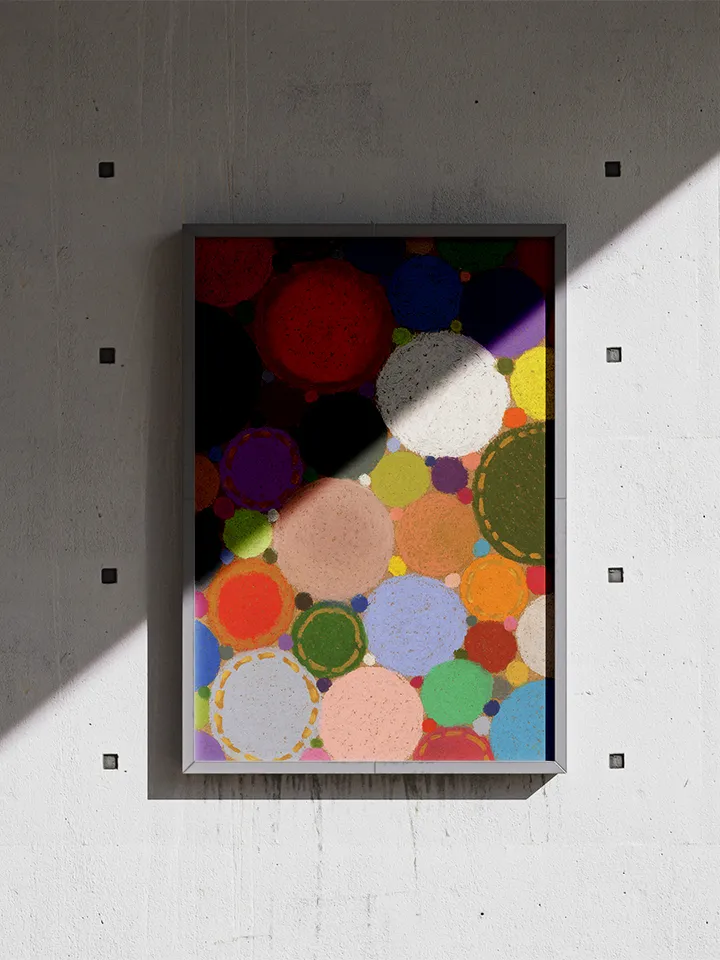 Printable pattern Abstract colored circles, Large poster, Digital file, Home decor, Art print, Color oil pastel painting