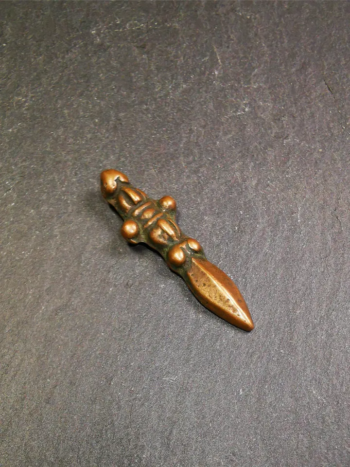 Gandhanra Vintage Tibetan Amulet ,Kila(Dorje Phurba) , Trantic Buddhism Ritual Implement Pendant,Made of Brass,1.7&quot;