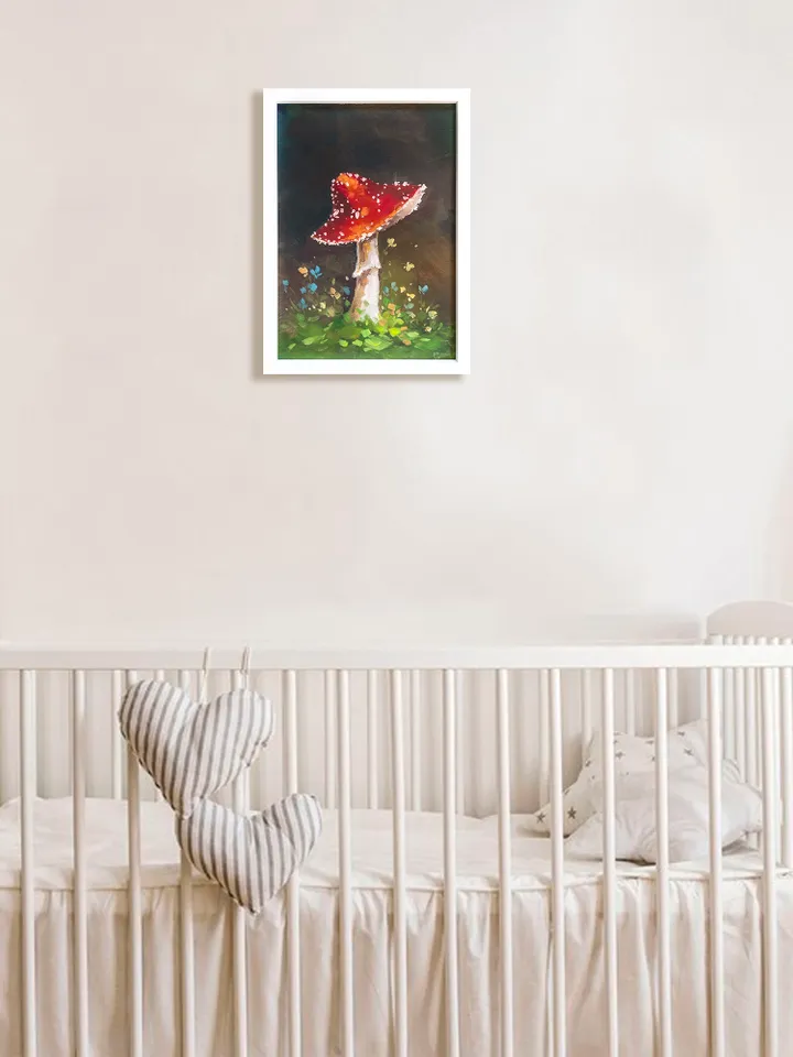 Mushroom Painting Fly Agaric ORIGINAL Oil Painting Framed Artwork by Nadya Ya Art