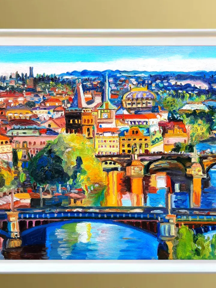 Prague Art Original Oil painting Czech Republic Oil on canvas