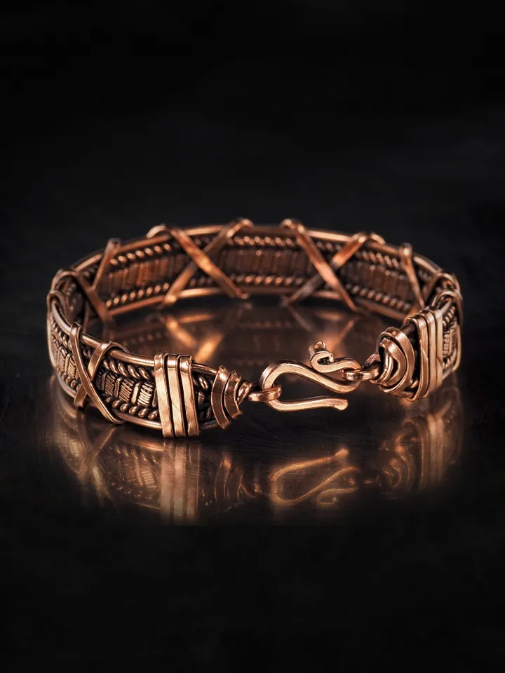 Copper wire wrapped bracelet for woman 7th Anniversary gift Small size bracelet