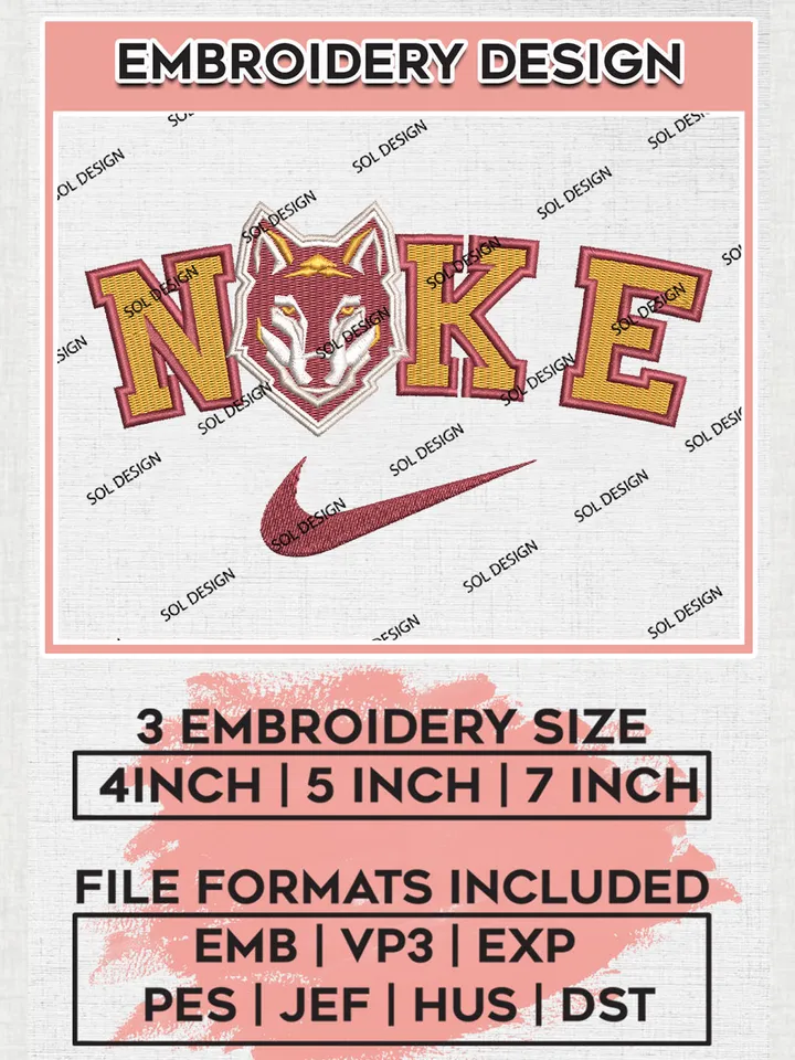Ni.kee Alvernia Golden Wolves Team Logo Embroidery Design Files, NCAA Alvernia Golden Wolves Machine Embroidery, NCAA Teams, 3 sizes, NCAA Machine embroidery designs, Digital Download