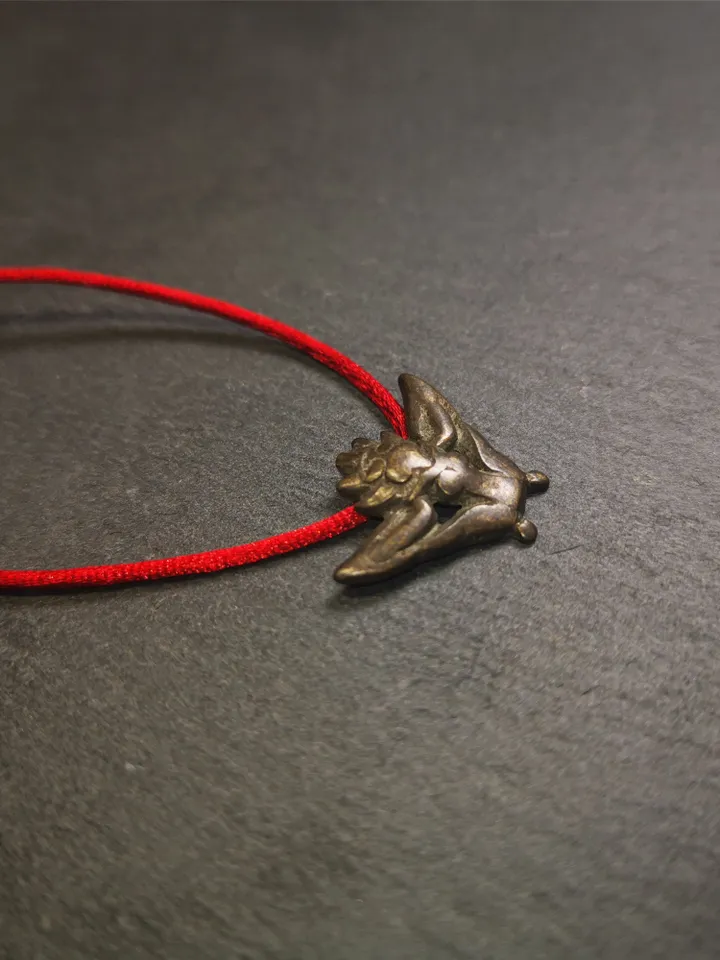 Gandhanra Antique Tibetan Buddhist Amulet Pendant,Garuda,Garula,Suparna,Golden-winged Bird,Made of Thokcha, 0.67"