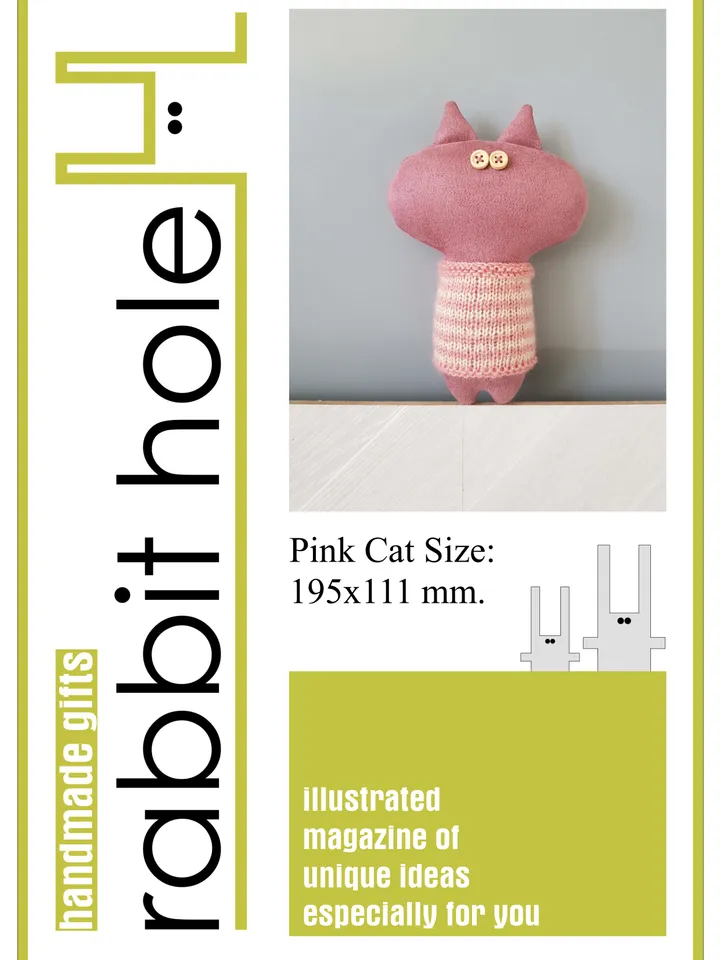 Stuffed animals patterns PDF Cat and Rabbit in sweaters, set of 2 tutorials in English for sewing and knitting