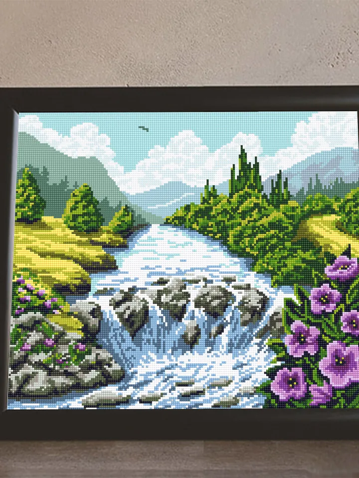 Nature cross stitch pattern PDF download Mountain waterfall landscape cross stitch chart, Nature pattern digital PDF, Nature lover gift #L38