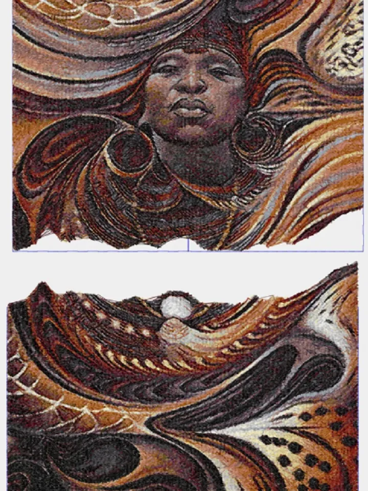 Africa 2 man photo stitch Embroidery Design