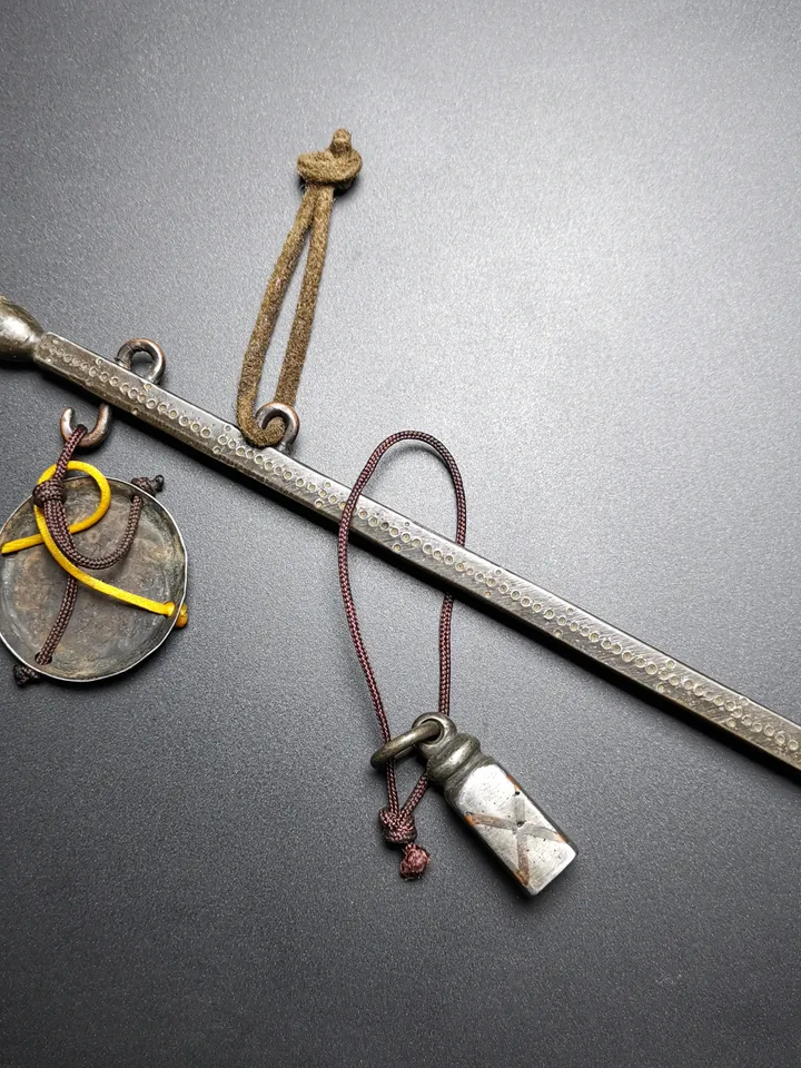 Gandhanra Handmade Tibetan Steelyard Balance,steelyard, or stilyard,Tibetan Tool Ornament, Made of Thunder Iron,Copper Wire Inlay