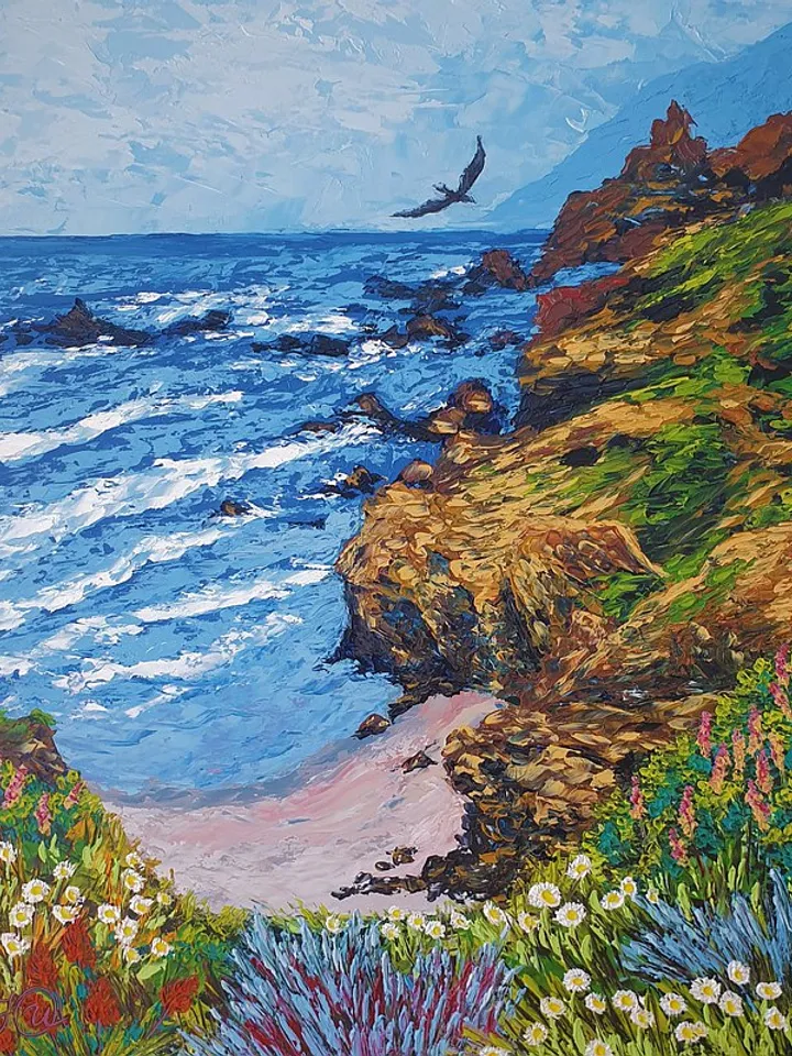 Big Sur Painting Seascape Original Art California Wall Art Impasto Oil Painting