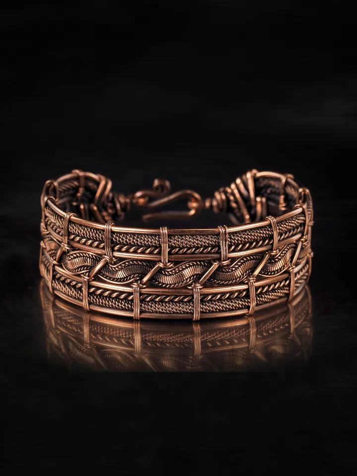 Copper wire wrapped bracelet for woman 7th Anniversary gift Small size bracelet