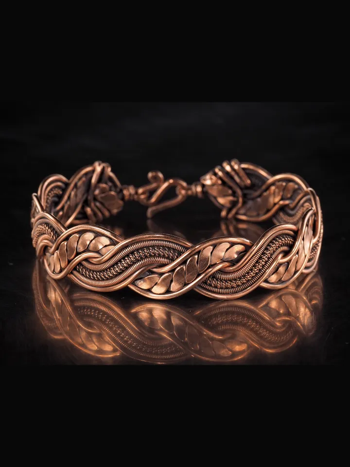 Woven copper wire bracelet Antique style handcrafted copper jewelry Unique gift
