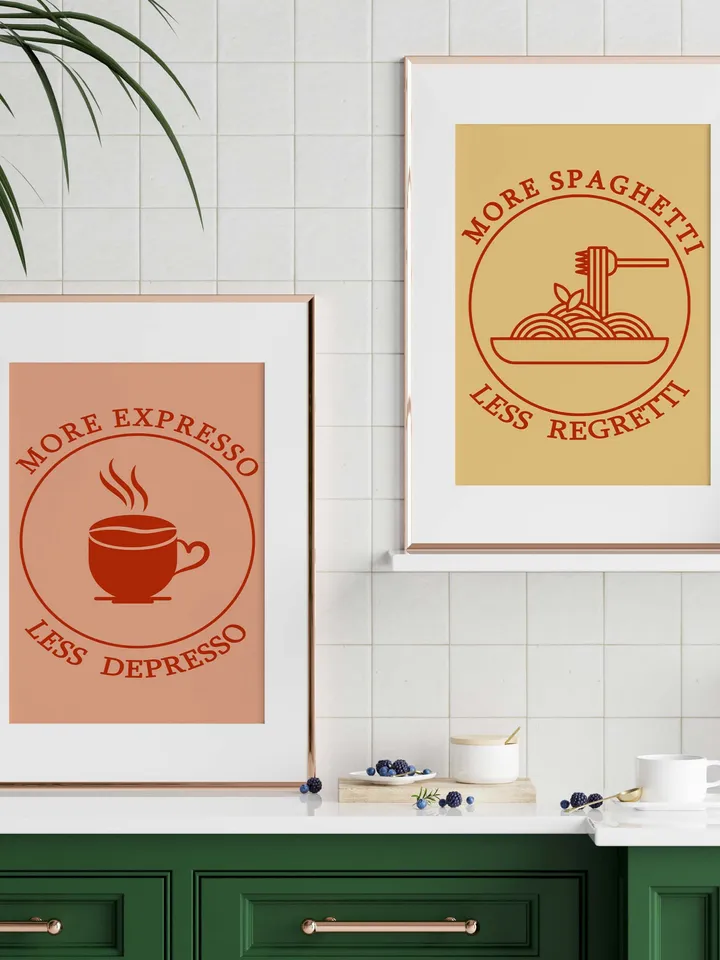 More Spaghetti Wall Print Retro Kitchen Wall Decor Pasta Lover Print Digital Download Print More Expresso Poster Italian Food More Ramen