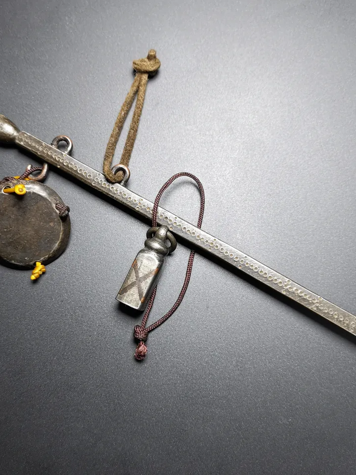 Gandhanra Handmade Tibetan Steelyard Balance,steelyard, or stilyard,Tibetan Tool Ornament, Made of Thunder Iron,Copper Wire Inlay