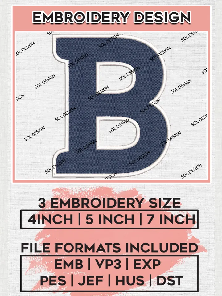 Butler Bulldogs Team Letter Logo Embroidery Design Files, NCAA Butler Bulldogs Machine Embroidery, NCAA Teams, 3 sizes, NCAA Machine embroidery designs, Digital Download