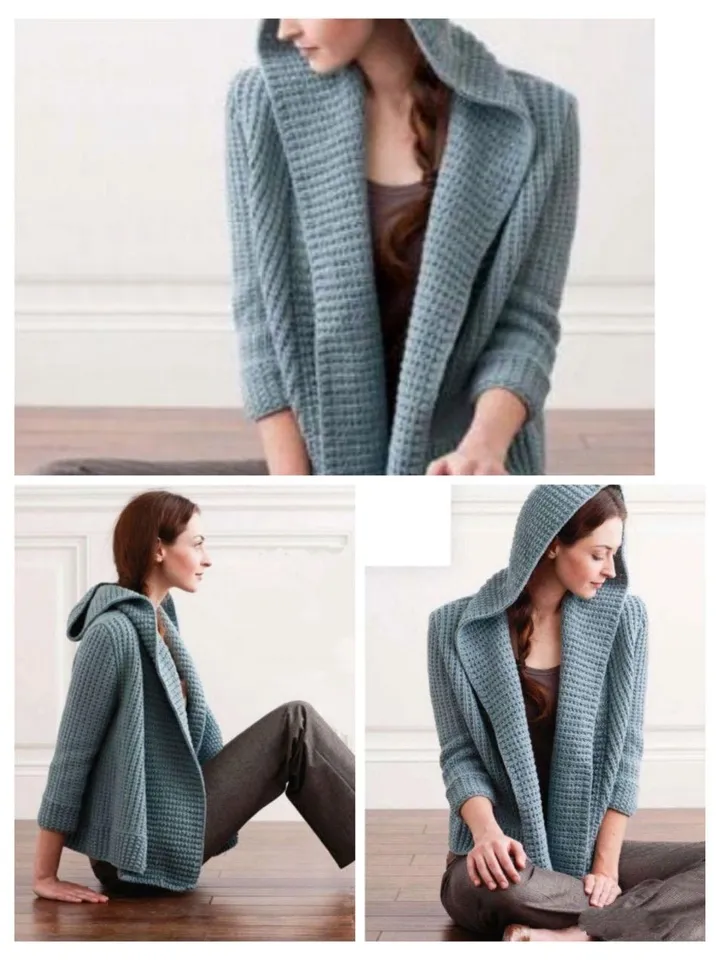 Cardigan knitting pattern , women ladies cardigan knitted cardigan with hood instant download