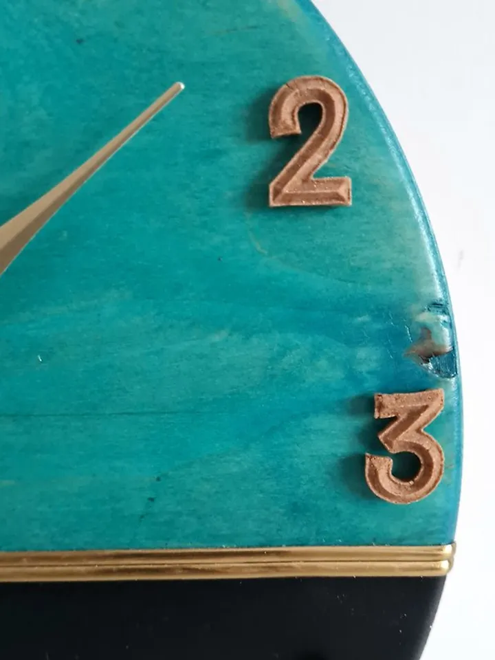 Teal and black small wall clock with gold metal line Modern silent wall clock